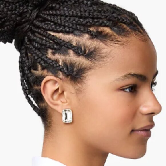 J Crew Women's Crystal Stud Earrings Party Holiday Green - Picture 3 of 3